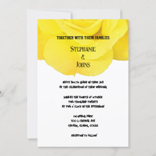 Invitación Rosa floral amarillo trendy Boda blanco blanco bla