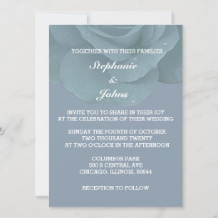 Invitación Rosa floral azul turquesa elegante Boda de moda