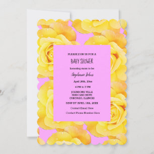 Invitación Rosa Floral Baby Shower Baby Girl Oro Rosa