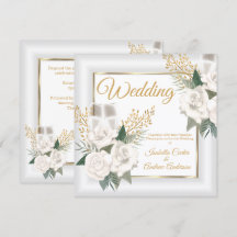 Rosa Floral Blanco Boda Champán Dorado