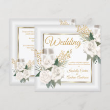 Rosa Floral Blanco Boda Champán Dorado