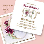 Invitación Rosa Floral C 90th Birthday Party<br><div class="desc">Organizar la celebración perfecta de los 90 años con este elegante diseño rosa de monograma C floral presentado en el reverso de los nombres de los chicas de cumpleaños empezando por la letra C. Elegantes números florales se utilizan en la invitación para acentuar la edad de celebración.</div>