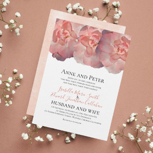 Invitación Rosa floral coral elegante segunda boda