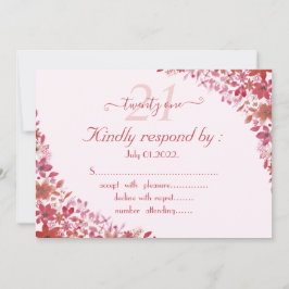 Invitación Rosa floral cumpleaños número 21