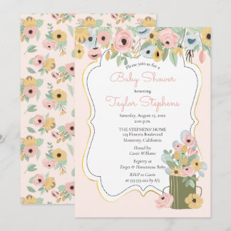 Invitación Rosa floral de jardín | Baby Shower de Bouquet ama