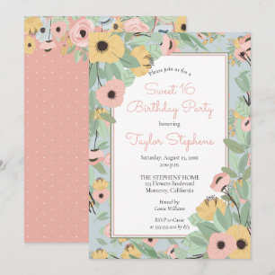 Invitación Rosa floral de jardín  Fiesta Bouquet amarillo dul