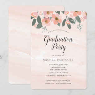 Invitación Rosa floral de la acuarela de la fiesta de