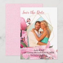 Rosa Floral de Primavera Boda Save the Date