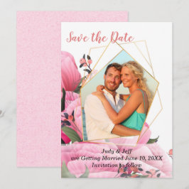 Invitación Rosa Floral de Primavera Boda Save the Date