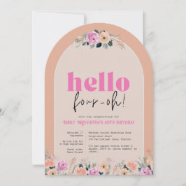 Invitación Rosa floral del Arco de Invitación, 40 cumpleaños