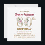 Invitación Rosa Floral E 80th Birthday Party<br><div class="desc">Organizar la perfecta celebración de los 80 años con este elegante diseño de rosa de monograma E floral presentado en el reverso de los nombres de los chicas de cumpleaños empezando por la letra E. Se utilizan elegantes números florales en la invitación para acentuar la era de celebración.</div>