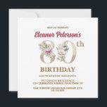 Invitación Rosa Floral E 80th Birthday Party<br><div class="desc">Organizar la perfecta celebración de los 80 años con este elegante diseño de rosa de monograma E floral presentado en el reverso de los nombres de los chicas de cumpleaños empezando por la letra E. Se utilizan elegantes números florales en la invitación para acentuar la era de celebración.</div>