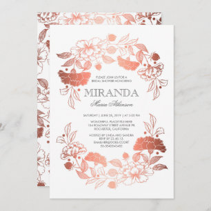 Invitación Rosa Floral Elegante Bridal Blanco