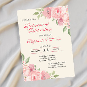 Invitación Rosa floral elegante de retiro femenino