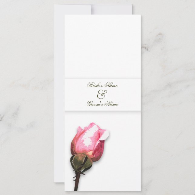 Invitación Rosa floral elegante del boda subió (Anverso)