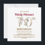 Invitación Rosa Floral F 70th Birthday Party Invitation<br><div class="desc">Organizar la celebración perfecta de los 70 años con este elegante diseño de rosa floral monograma F presentado en el reverso de los nombres de los chicas de cumpleaños,  empezando por la letra F. Se utilizan elegantes números florales en la invitación para acentuar la edad de celebración.</div>