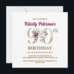 Invitación Rosa Floral F 90th Birthday Party Invitation<br><div class="desc">Organizar la celebración perfecta de los 90 años con este elegante diseño de rosa floral monograma F presentado en el reverso de los nombres de los chicas de cumpleaños,  empezando por la letra F. Se utilizan elegantes números florales en la invitación para acentuar la edad de celebración.</div>