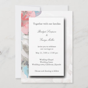 Invitación rosa floral floral elegante blanco boda