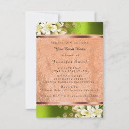 Invitación Rosa floral Gold Copper Birday Bridal Green