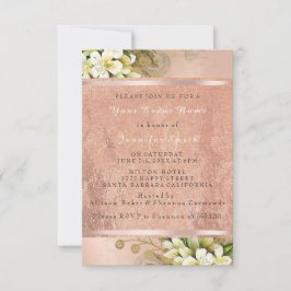 Invitación Rosa floral Gold Copper Metallic Rubor Pearly VIP