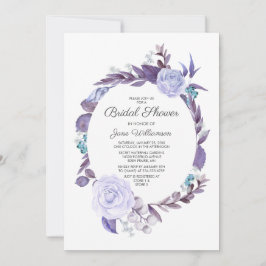 Invitación Rosa floral Hojas púrpuras Wreath Bridal Shower