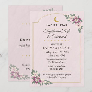 Invitación Rosa Floral Iftar de Mujeres Hermandad Ramadan
