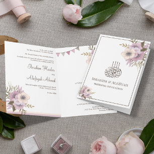 Invitación Rosa Floral Islámico Musulmán Polvoriento Bodas Ma