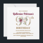 Invitación Rosa Floral K 90th Birthday Party Invitation<br><div class="desc">Organizar la celebración perfecta de los 90 años con este elegante diseño rosa de monograma K floral presentado en el reverso de los nombres de los chicas de cumpleaños empezando por la letra K. Se utilizan elegantes números florales en la invitación para acentuar la era de celebración.</div>