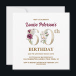 Invitación Rosa Floral L 60th Birthday Party Invitation<br><div class="desc">Organizar la celebración perfecta de los 60 años con este elegante diseño rosa floral de monograma L que aparece en el reverso de los nombres de los chicas de cumpleaños,  empezando por la letra L. En la invitación se utilizan elegantes números florales para acentuar la edad de celebración.</div>