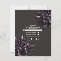 Rosa Floral Lila Negra Morada Bodas RSVP de Bayas