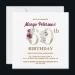 Invitación Rosa Floral M 60th Birthday Party Invitation<br><div class="desc">Organizar la celebración perfecta de los 60 años con este elegante diseño rosa de monograma M floral presentado en el reverso de los nombres de los chicas de cumpleaños empezando por la letra M. Elegantes números florales se utilizan en la invitación para acentuar la edad de celebración.</div>