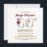 Invitación Rosa Floral M 60th Birthday Party Invitation<br><div class="desc">Organizar la celebración perfecta de los 60 años con este elegante diseño rosa de monograma M floral presentado en el reverso de los nombres de los chicas de cumpleaños empezando por la letra M. Elegantes números florales se utilizan en la invitación para acentuar la edad de celebración.</div>