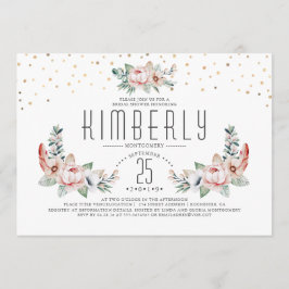 Invitación Rosa | Floral Moderno Elegante Ducha Bridal
