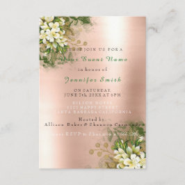 Invitación Rosa floral oro cobre metal Rubor Pearly Mint