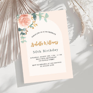 Invitación Rosa floral oro lujoso arco de lujo