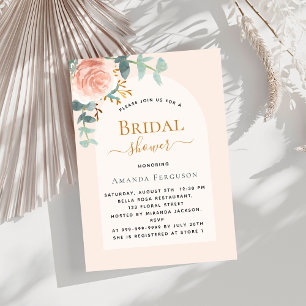 Invitación Rosa floral oro lujoso arco lujoso Bridal Shower