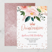 Rosa floral oro mexicano quinceañera cumpleaños