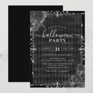 Invitación Rosa floral oscura y espeluznante joya de Hallowee