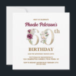 Invitación Rosa Floral P 60th Birthday Party Invitation<br><div class="desc">Organizar la celebración perfecta de los 60 años con este elegante diseño rosa de monograma P floral presentado en el reverso de los nombres de los chicas de cumpleaños empezando por la letra P. Elegantes números florales se utilizan en la invitación para acentuar la edad de celebración.</div>