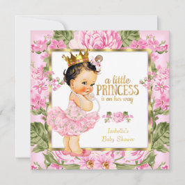 Invitación Rosa floral Princesa Baby Shower de oro rosa