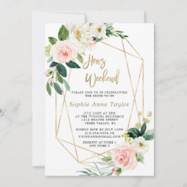 Invitación Rosa floral rosa de lujo dorado Bachelorette Weeke