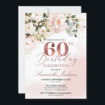 Invitación rosa floral rosa Rubor boho de oro 60 cumpleaños<br><div class="desc">rosa floral rosa Rubor boho de oro de 60 años,  Contáctame por artículos coincidentes o para personalización,  Rosas de Rubor ©</div>