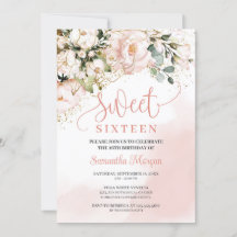 Rosa floral rosa rugoso dorado dulce dieciséis