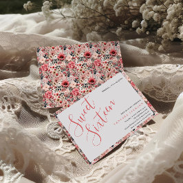 Invitación Rosa floral rosa rugoso dorado dulce dieciséis