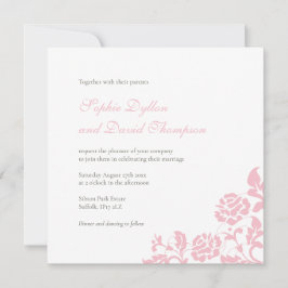Invitación Rosa floral rosa vintage Boda cuadrado de encaje