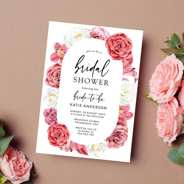 Invitación Rosa floral rosada Rubor Bridal Shower (Subido por el creador)