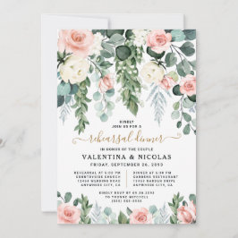 Invitación Rosa floral rosado Rubor Ensayo de jardín cena
