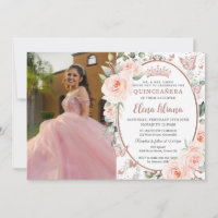 Rosa floral Rubor Mariposas de oro Quinceañera