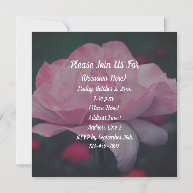 Invitación Rosa floral soñadora en rosa  (Anverso)