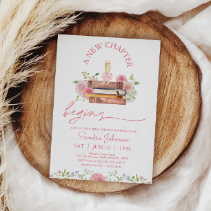 Invitación Rosa floral un nuevo capítulo comienza ducha de no